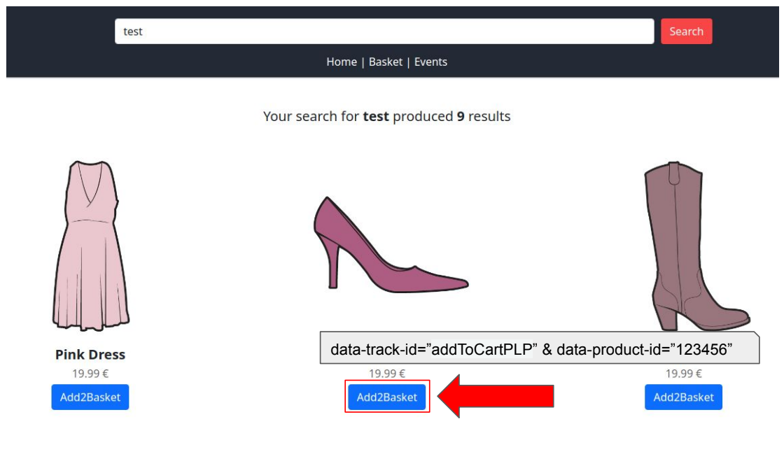 Add to basket PLP Tracking